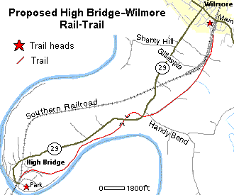 Map of the proposed High Bridge-Wilmore Rail-Trail